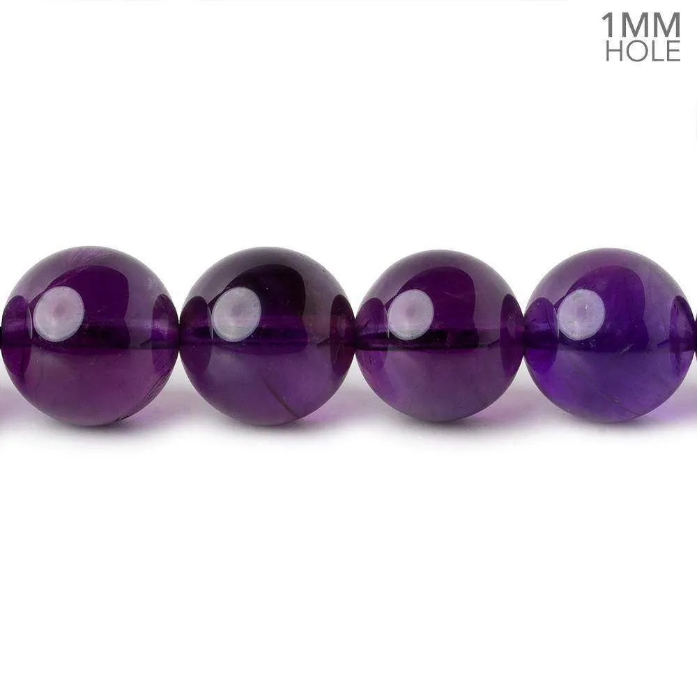 10mm Amethyst Quartz plain round beads 15 inch 37 pieces AAA 1mm Hole