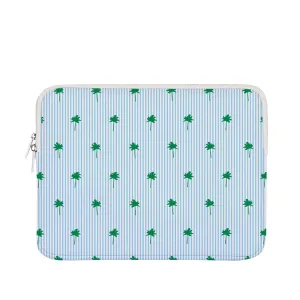 *15.5in Blue Stripes & Green Palms Laptop Case