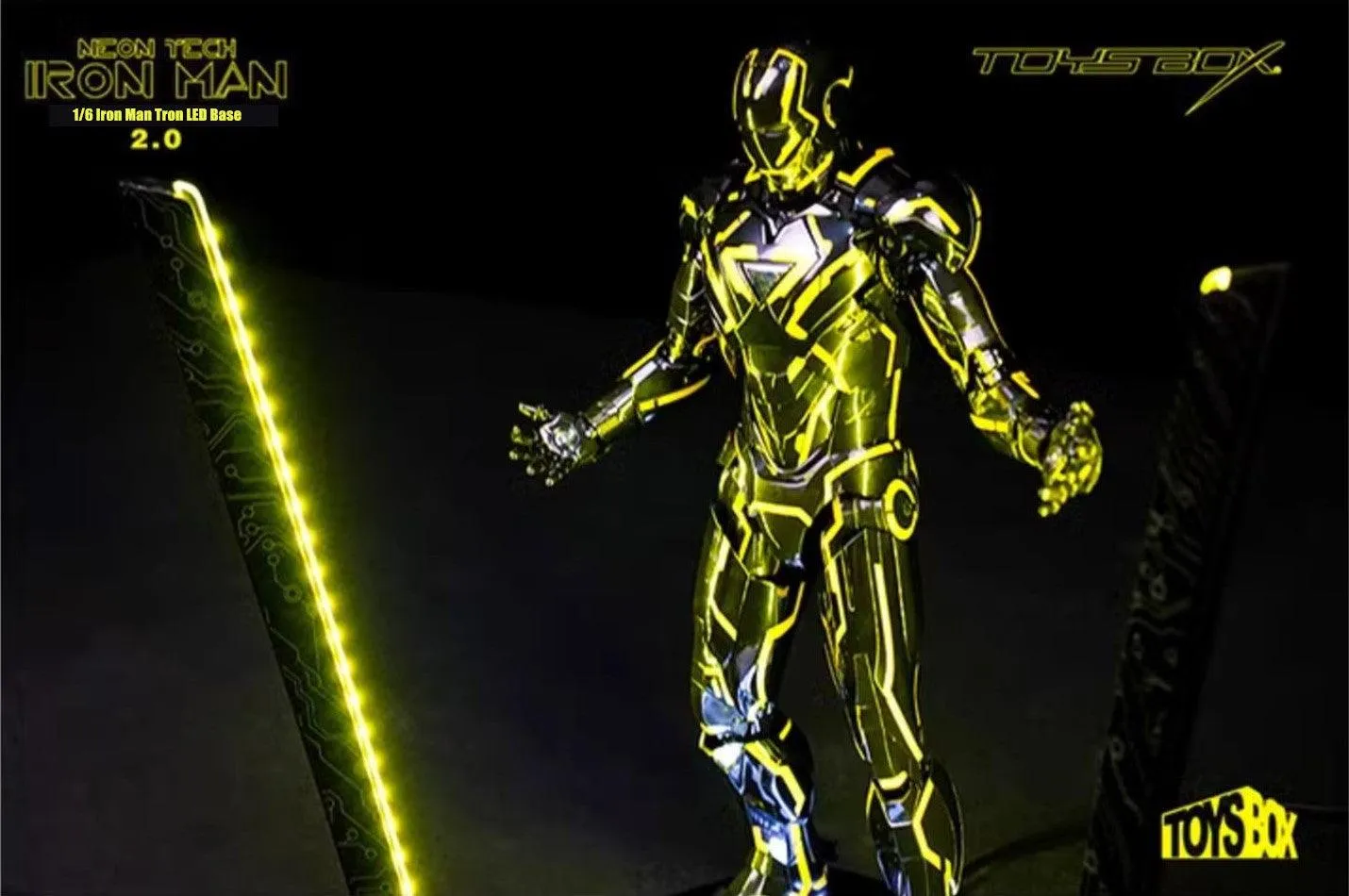 1:6 Neon Tech 2.0 Iron Man LED Yellow Light Display Base Stage