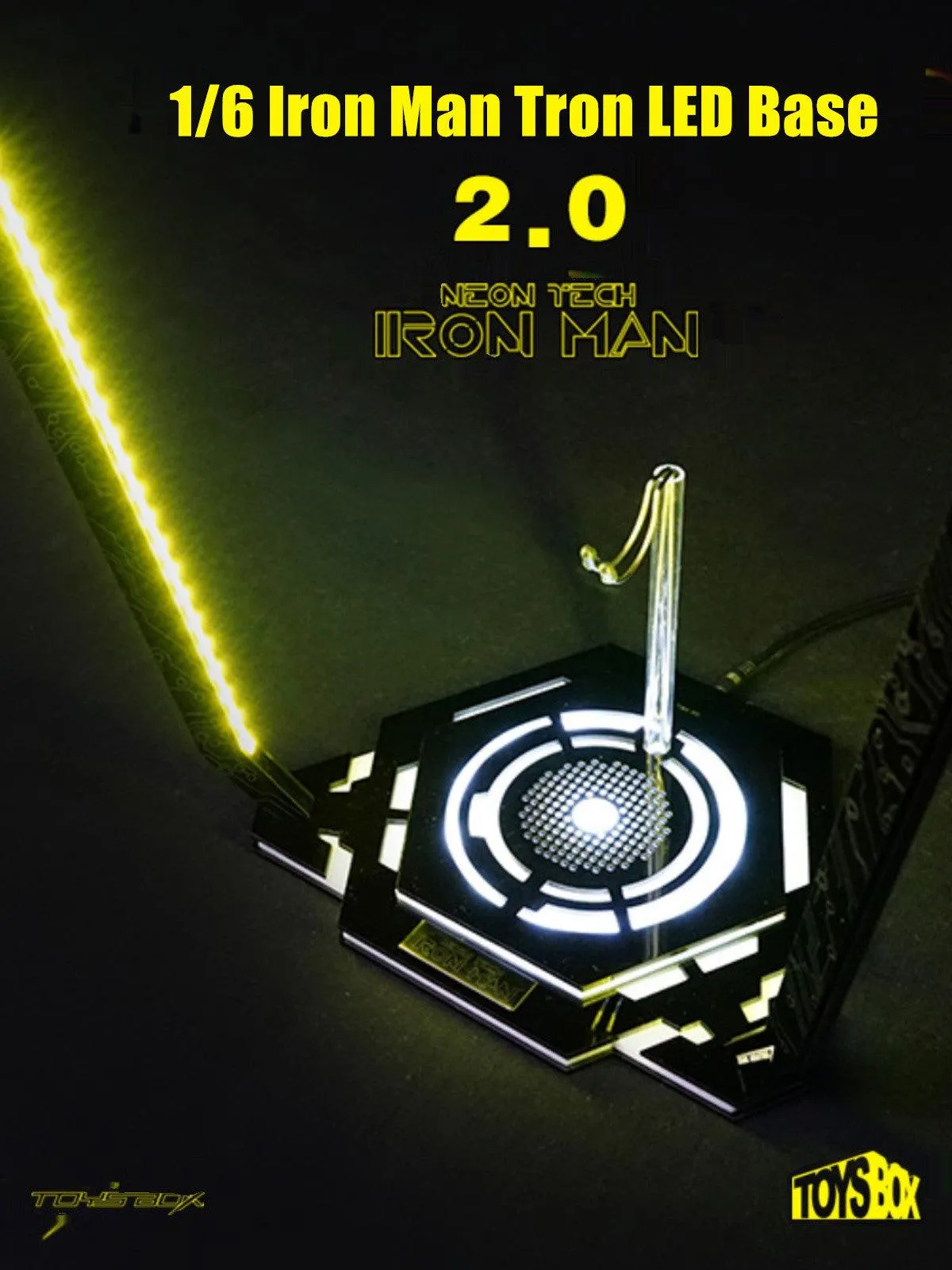 1:6 Neon Tech 2.0 Iron Man LED Yellow Light Display Base Stage