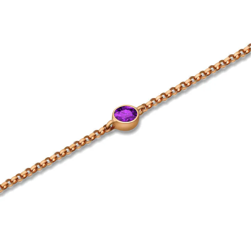 18k Gold February Birthstone Amethyst Bracelet