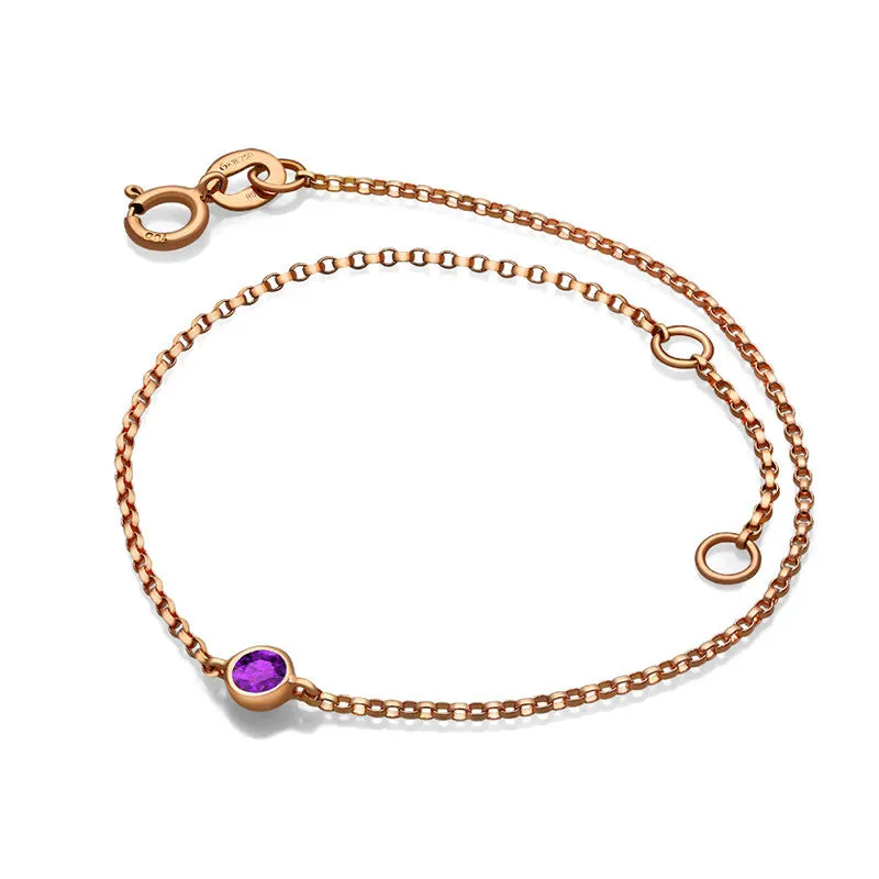 18k Gold February Birthstone Amethyst Bracelet