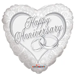 18" Happy Anniversary Rings Balloon