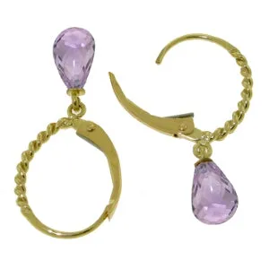 3 Carat 14K Solid Yellow Gold Athena Amethyst Earrings