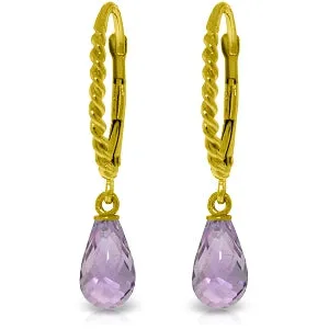 3 Carat 14K Solid Yellow Gold Athena Amethyst Earrings