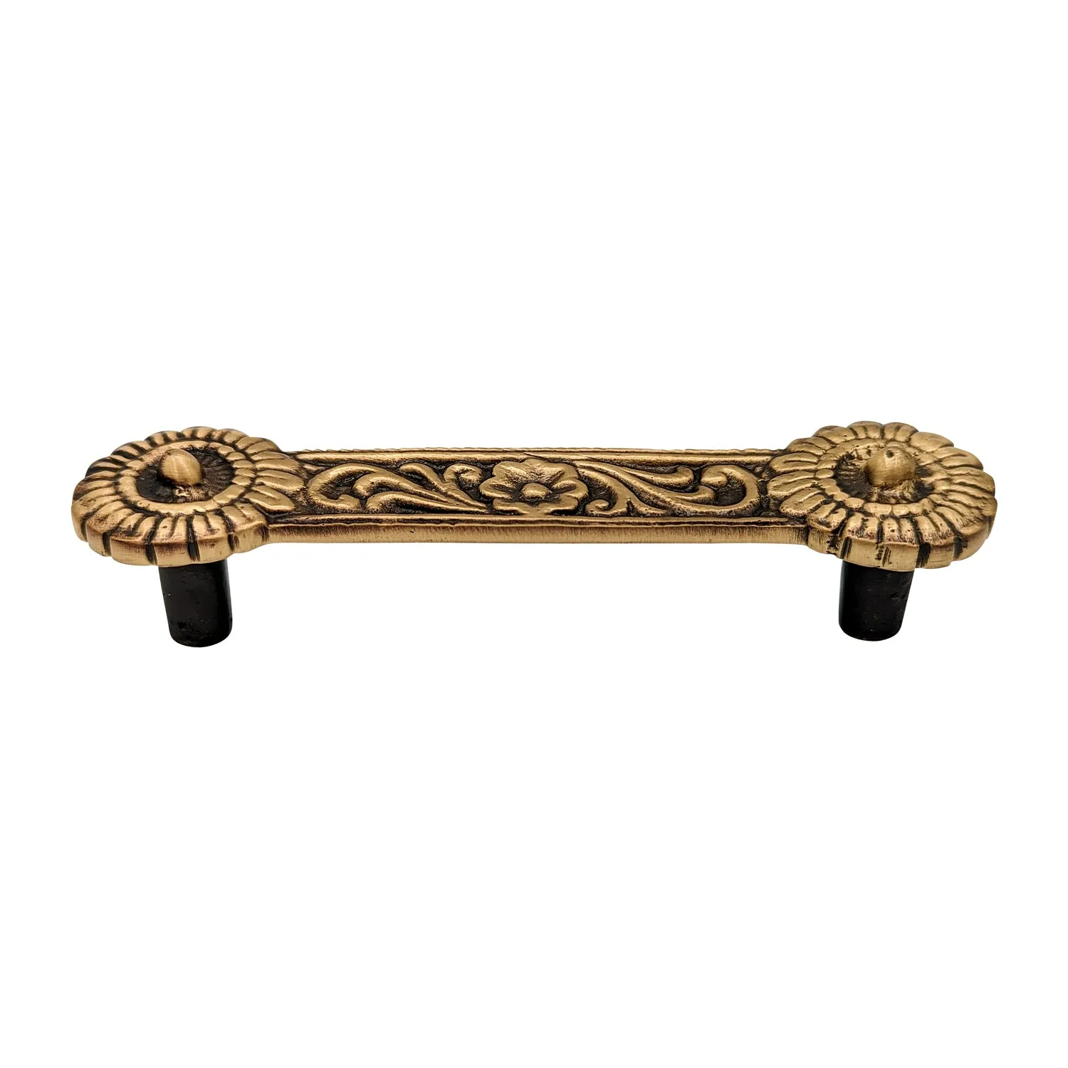 4 1/4 Inch Overall (3 3/8 Inch c-c) Solid Brass Unique Circle Pull Handle (Antique Brass Finish)