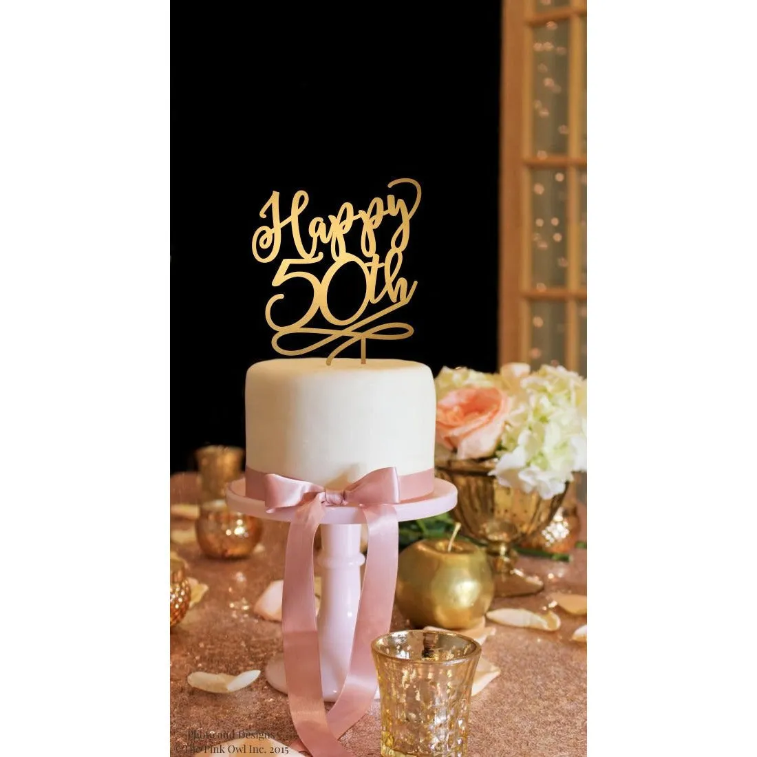 50th Anniversary Cake Topper - 50th Birthday Cake Topper - Happy 50th Cake Topper