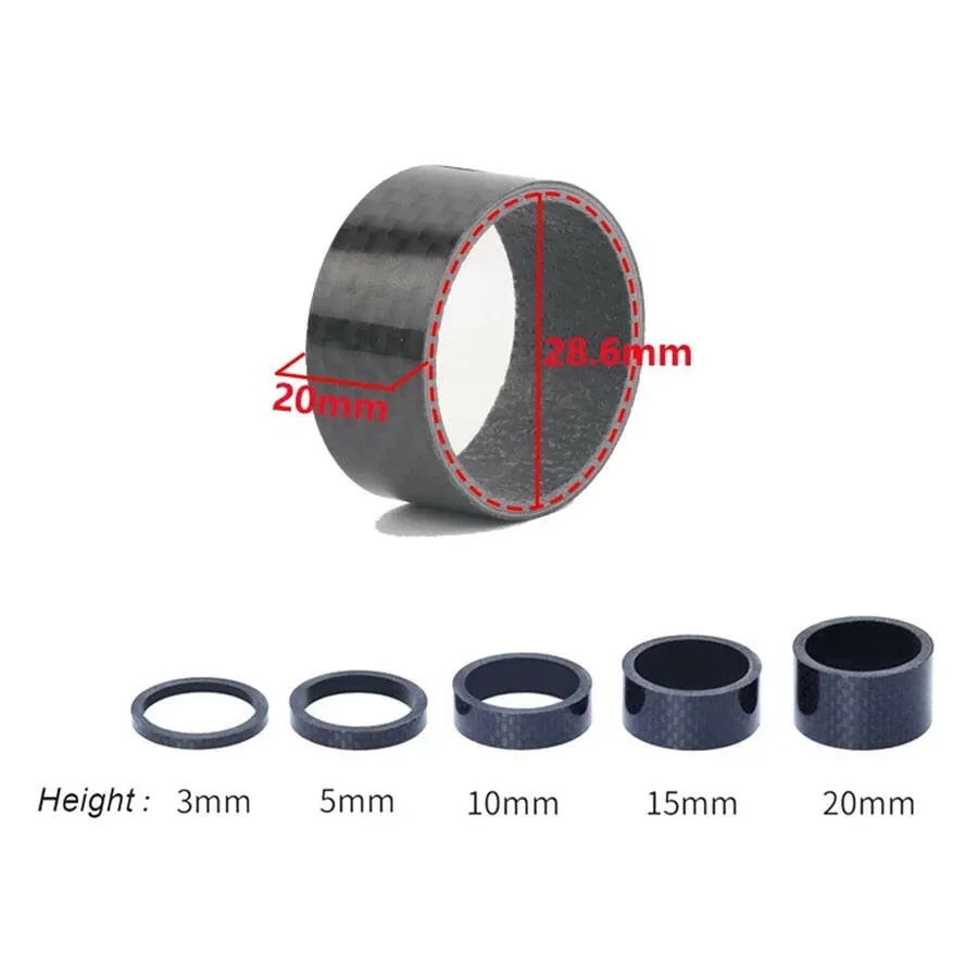 5PCS MTB Road Bike Bicycle Carbon Fiber Headset Fork Spacers Road Bike Handlebar stem Washer Ring Front Fork Bicycle Accessories