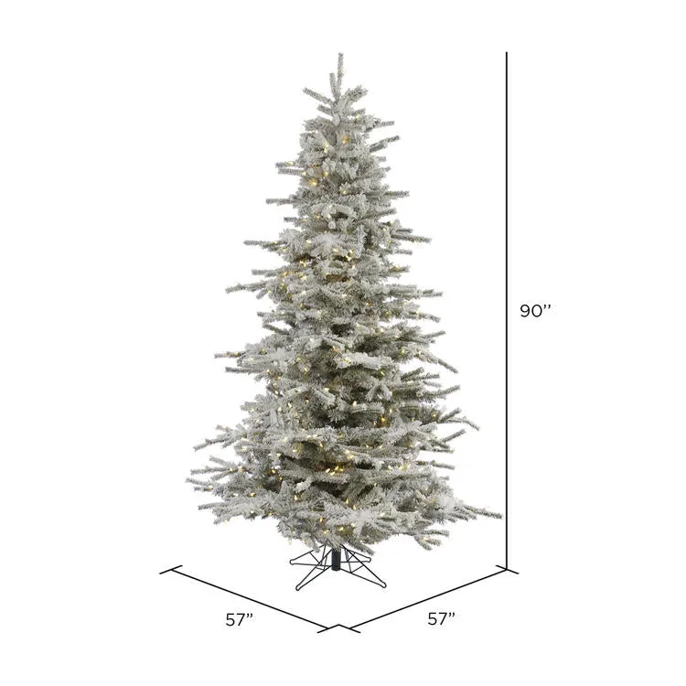 7.5' Pre-Lit Flocked Sierra Fir Artificial Christmas Tree with Warm White LED Dura-Lit Lights