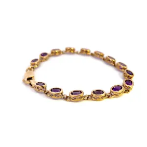 9ct Yellow Gold Amethyst Bracelet