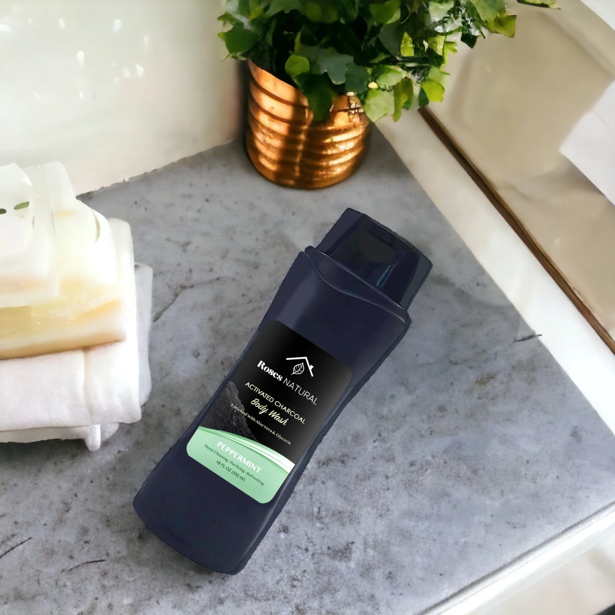 Activated Charcoal Body Wash - Peppermint