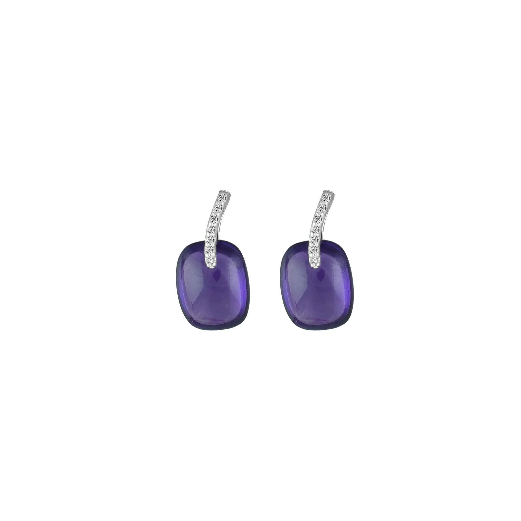 Amethyst and Diamond Fashion Earrings in 10K White Gold