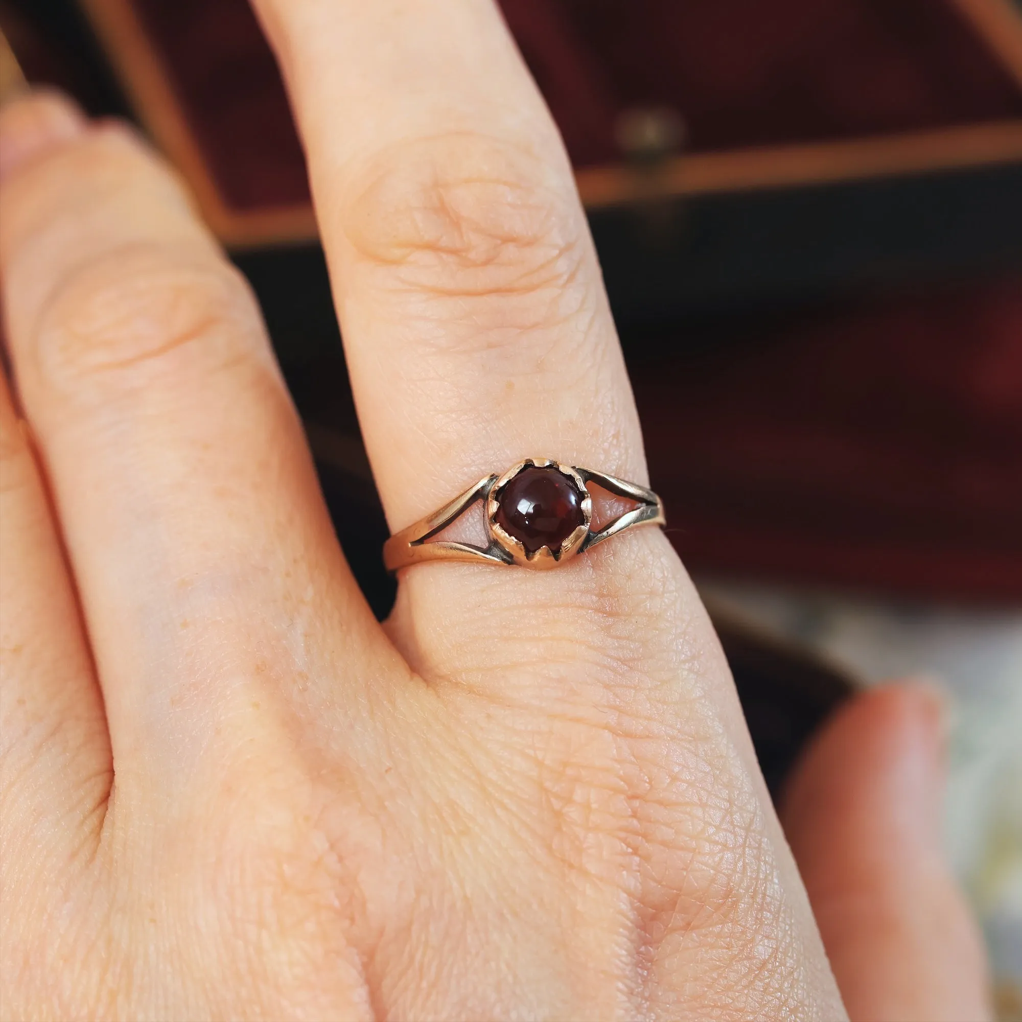 Antique Victorian Gothic Magic Garnet Ring