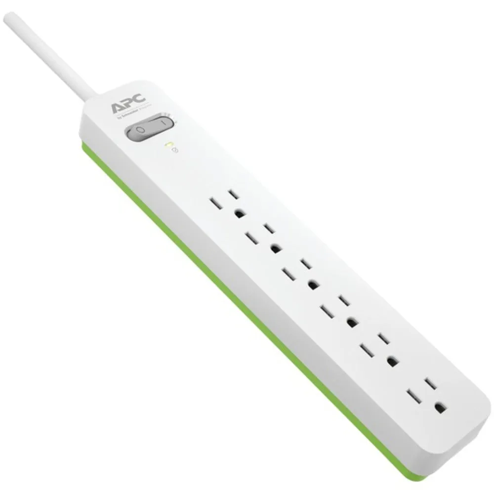 APC PE66W 6-Outlet SurgeArrest Surge Protector, 6ft Cord (White)