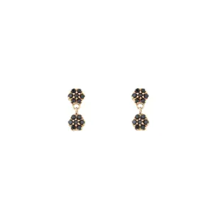 Black Diamond Double Flower Earring