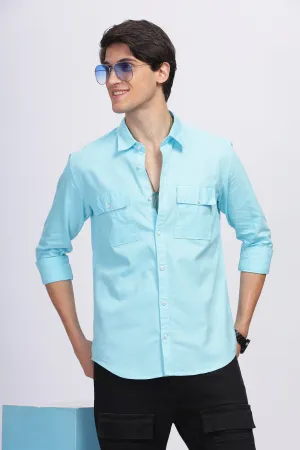 BLUE OXFORD DOUBLE POCKET SHIRT