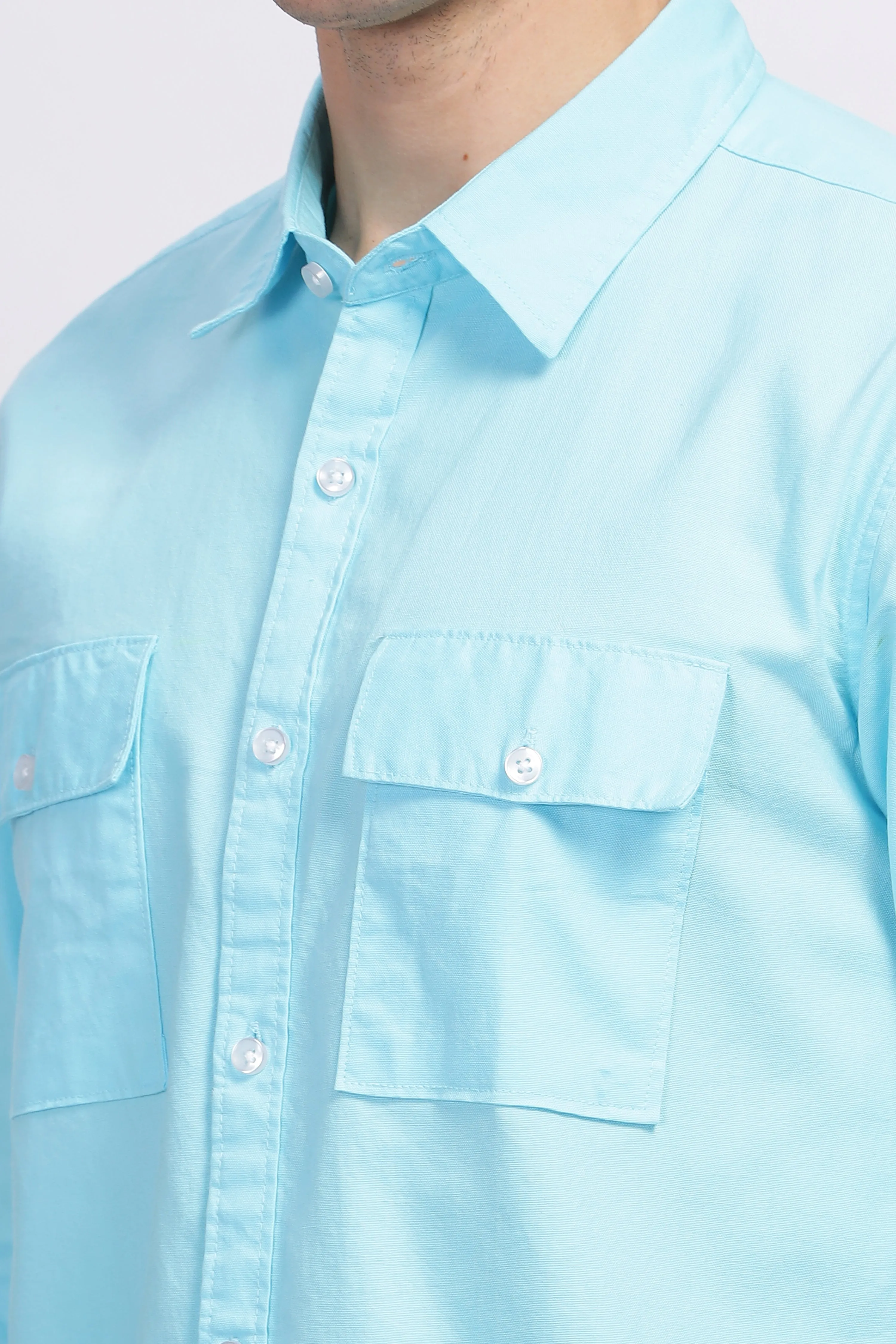 BLUE OXFORD DOUBLE POCKET SHIRT