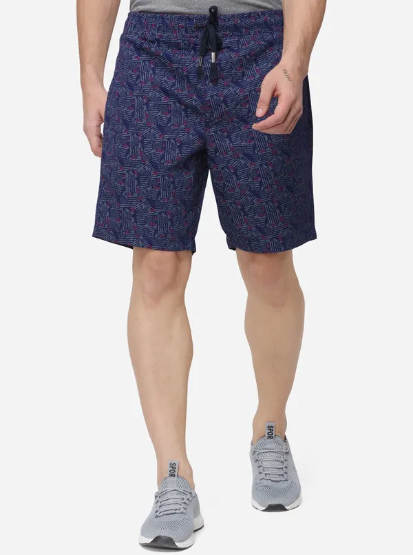 Blue Regular Fit Printed Shorts | JadeBlue