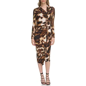 Calvin Klein Womens Print Matte Jersey Long Sleeve Dress