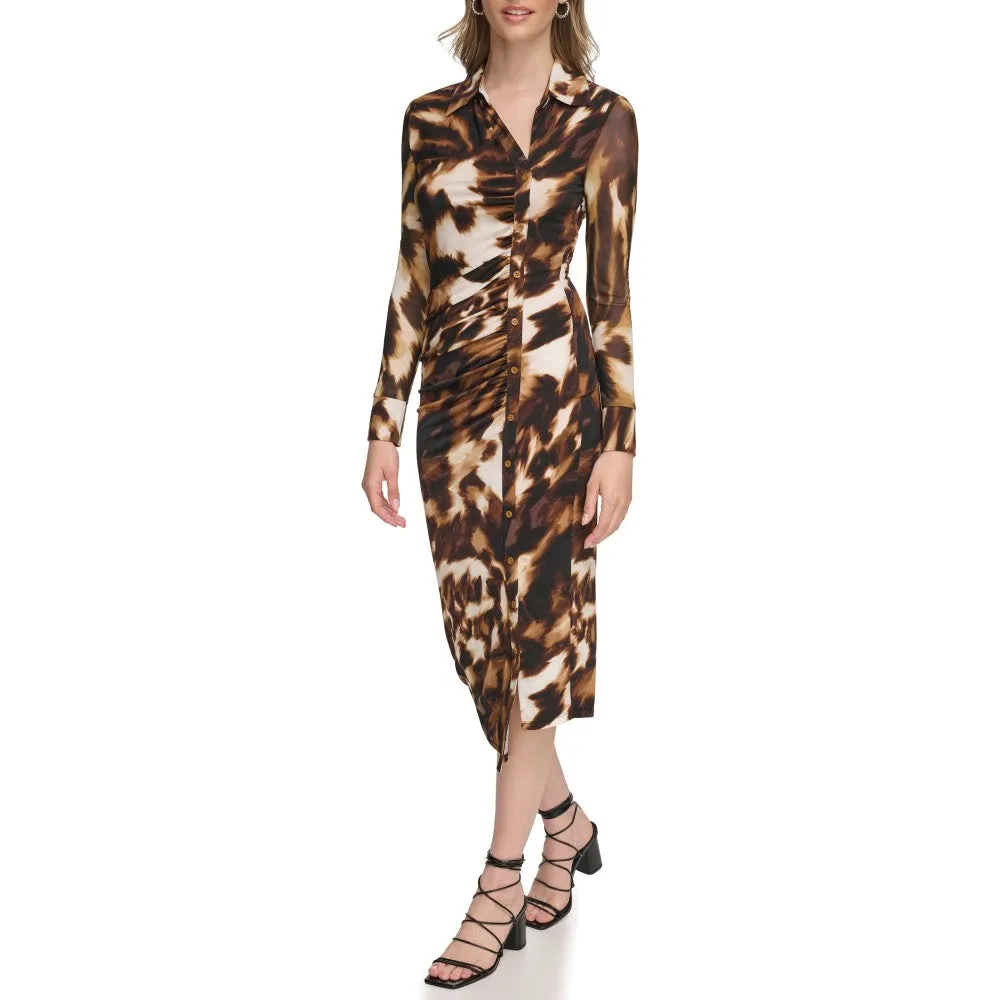 Calvin Klein Womens Print Matte Jersey Long Sleeve Dress