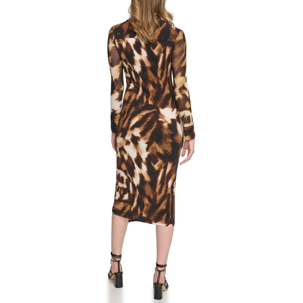 Calvin Klein Womens Print Matte Jersey Long Sleeve Dress