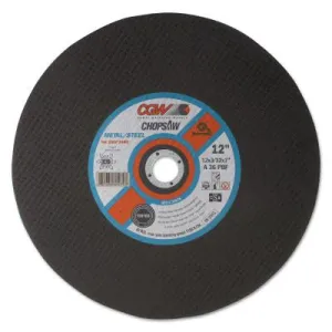 CGW Abrasives Cut-Off Wheel, Chop Saws, 14 in Dia, 3/32 in Thick, 36 Grit, for Metal/Steel, 35576