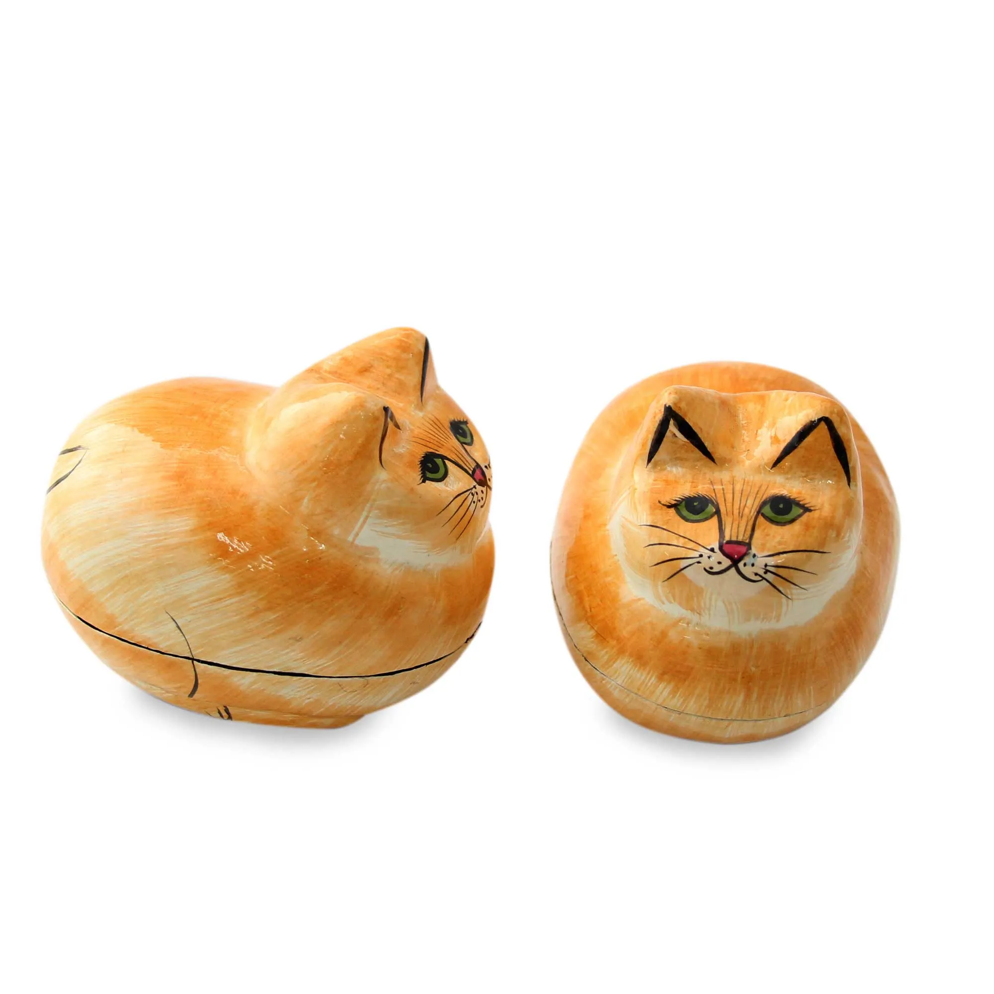 Charismatic Cats Artisan Crafted Decorative Papier Mache Cat Boxes