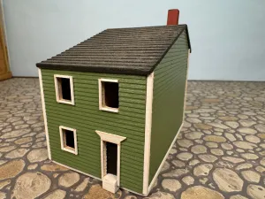 Dollhouse Miniatures ~ Vintage 1982 Gudgel 1:144 Scale Green Georgetown Row House