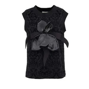 Dressy Velvet Sleeveless Blouse With Decor Black