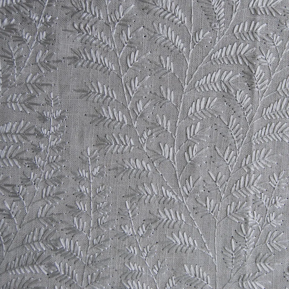 Fernbank Embroidered Woven Fabric Remnant Silver