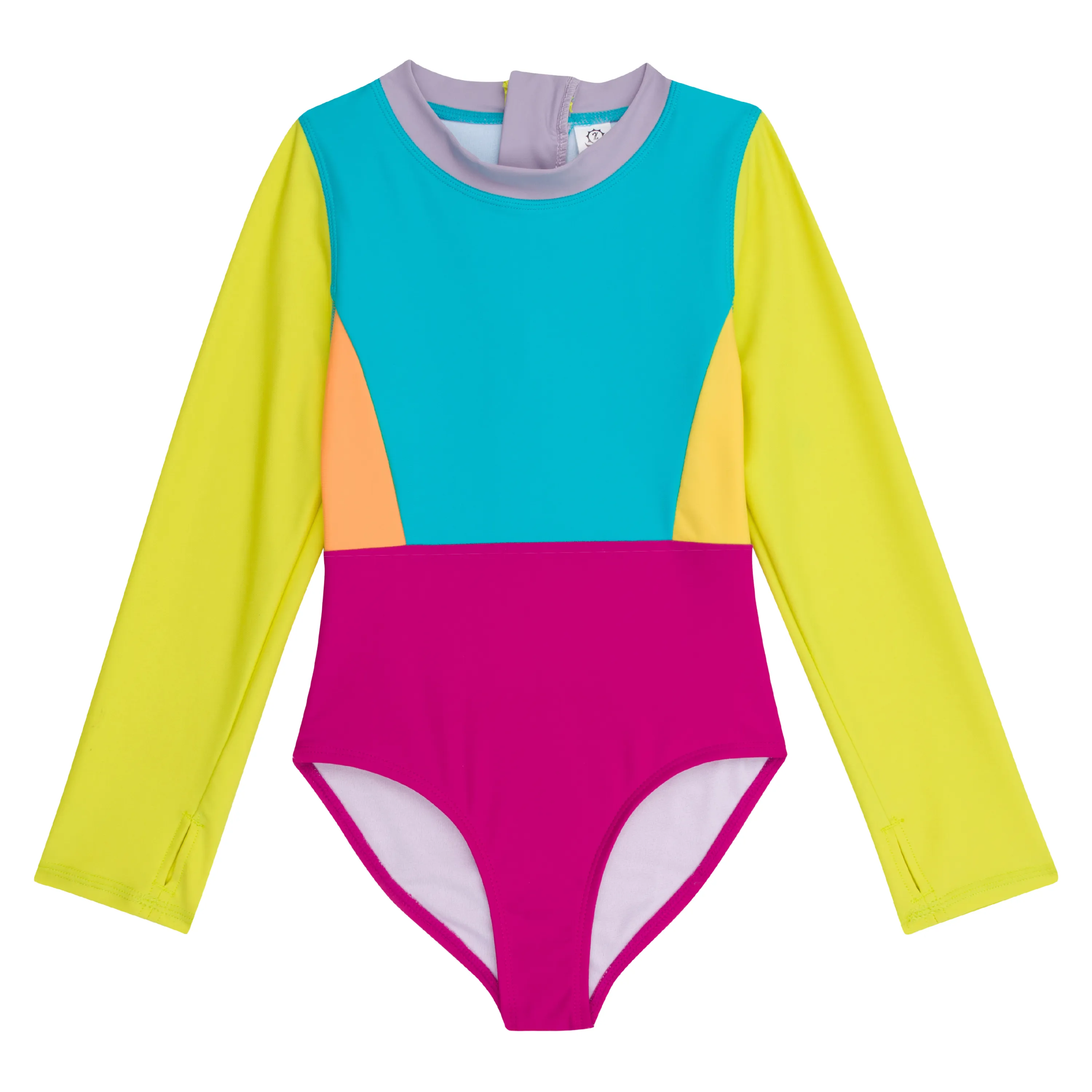 Girls Long Sleeve Surf Suit (One Piece Bodysuit) | "Color Pop"