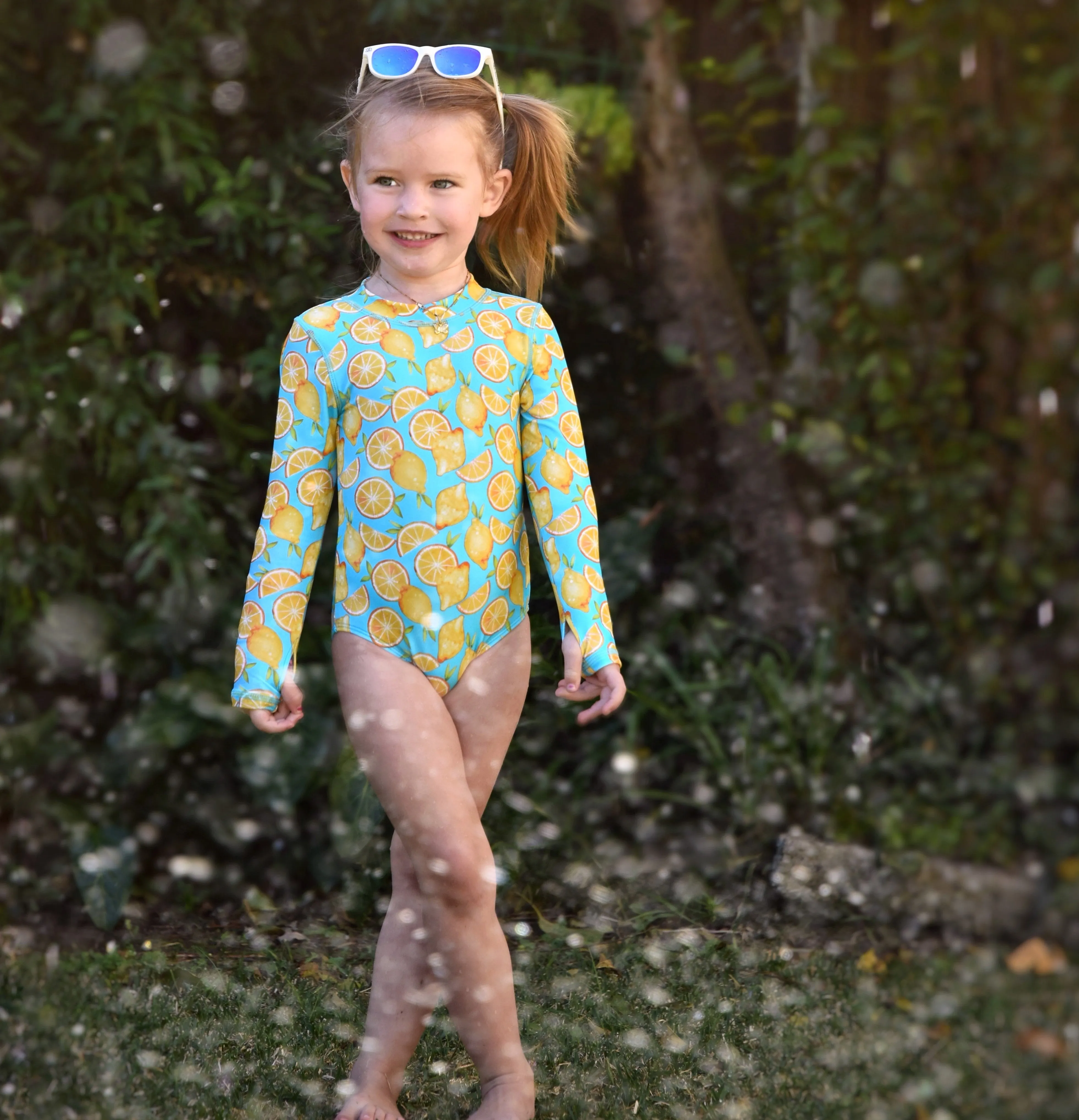 Girls Long Sleeve Surf Suit (One Piece Bodysuit) | "Lemons"