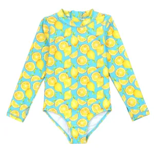 Girls Long Sleeve Surf Suit (One Piece Bodysuit) | "Lemons"