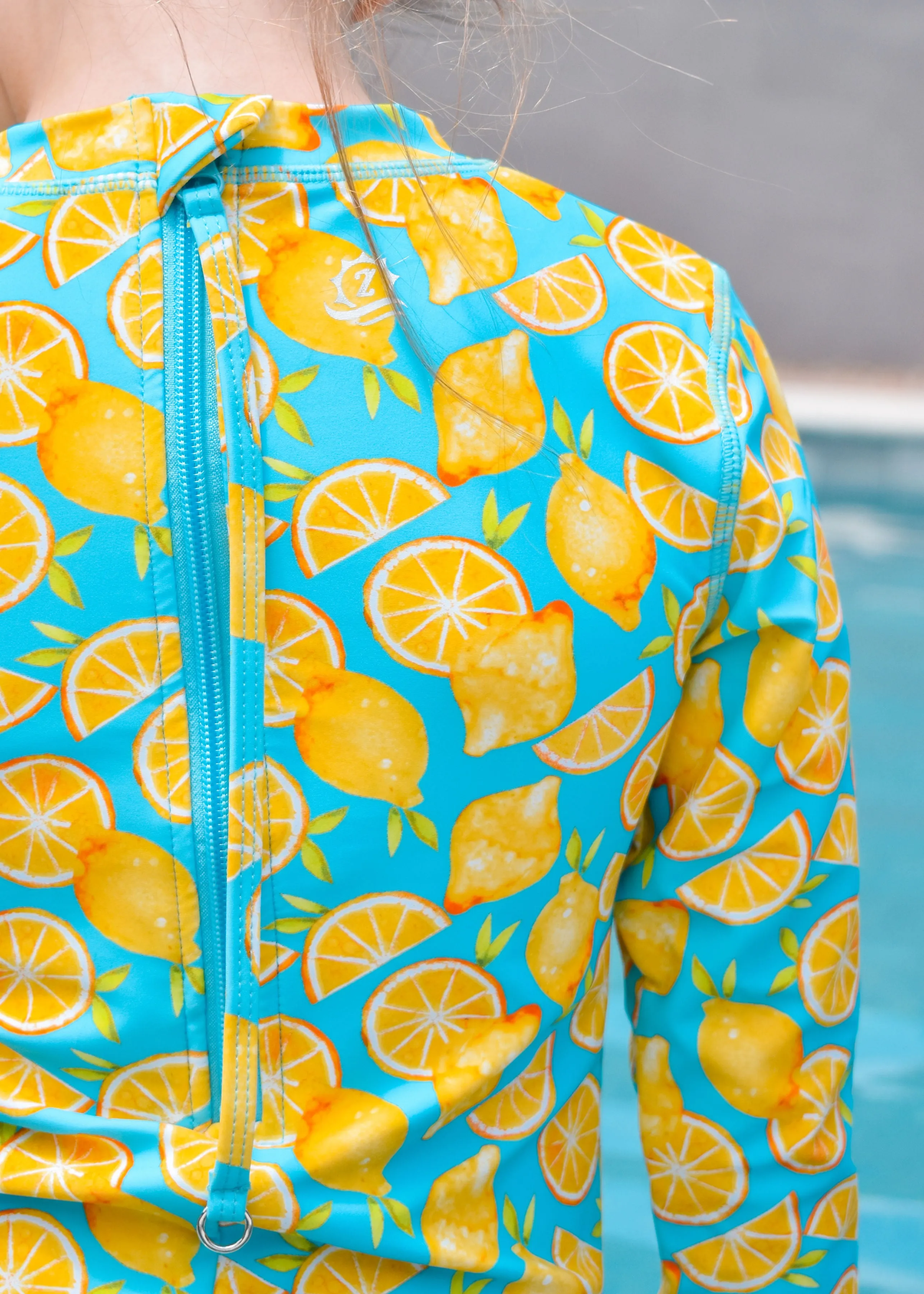 Girls Long Sleeve Surf Suit (One Piece Bodysuit) | "Lemons"