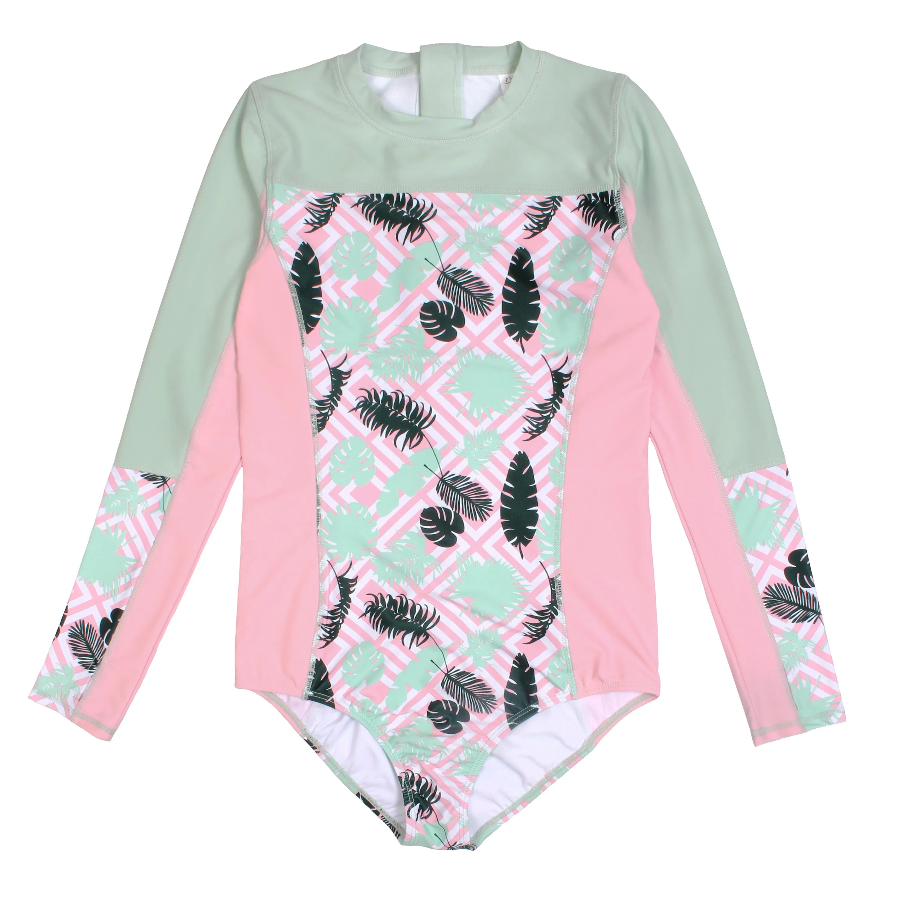 Girls Long Sleeve Surf Suit (One Piece Bodysuit) | "Palm Breeze"