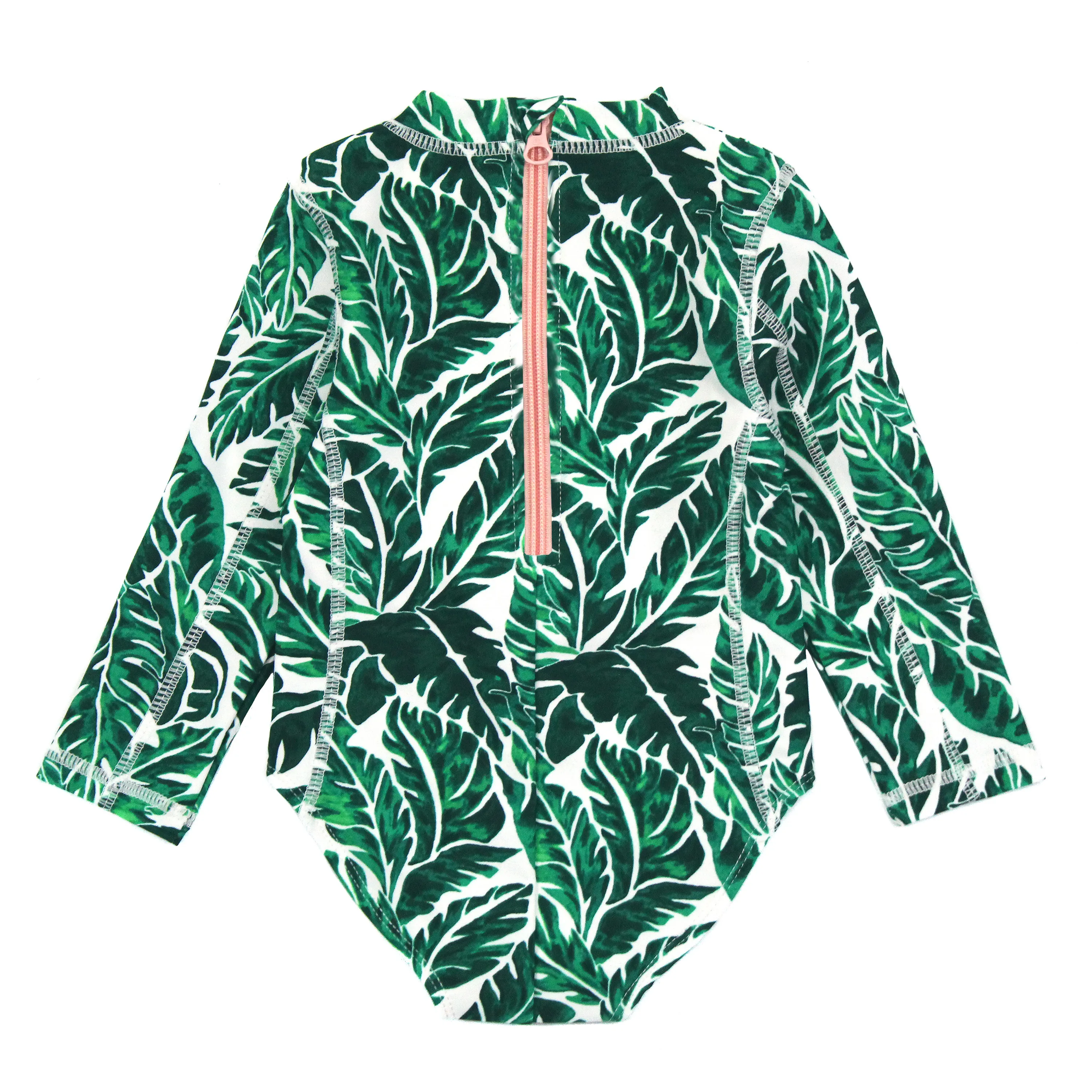 Girls Long Sleeve Surf Suit (One Piece Bodysuit) | "Palm Leaf"