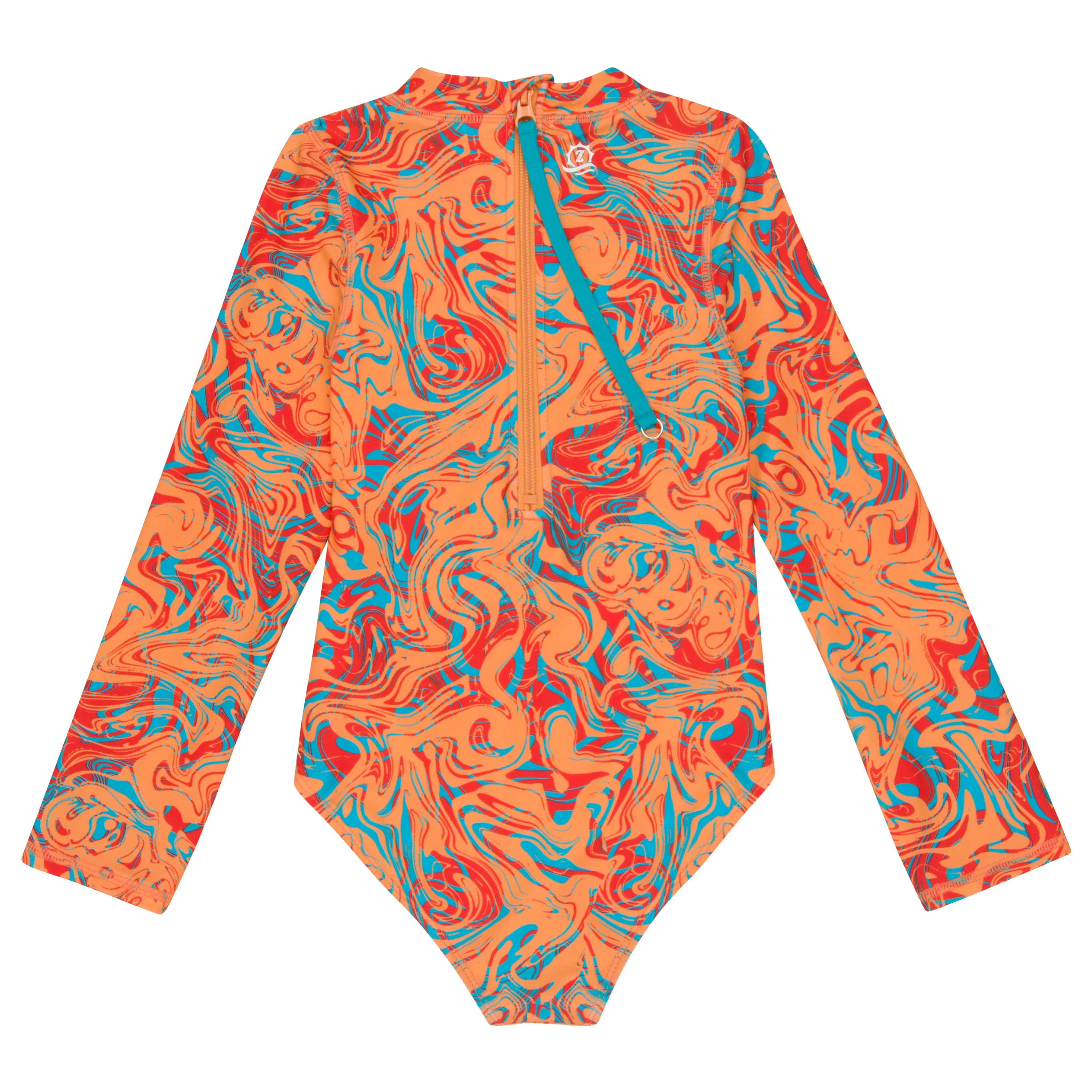 Girls Long Sleeve Surf Suit (One Piece Bodysuit) | "Swirl"