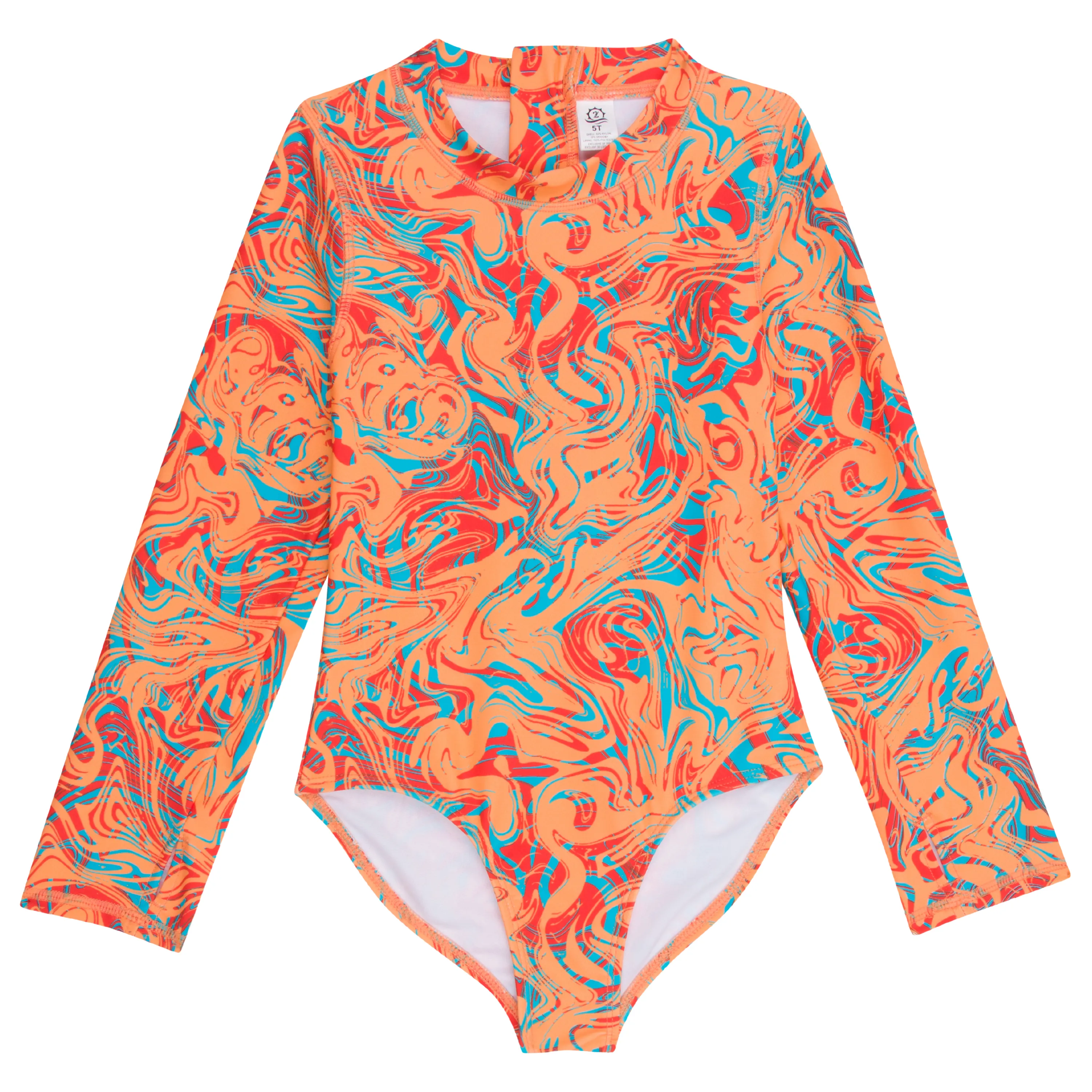 Girls Long Sleeve Surf Suit (One Piece Bodysuit) | "Swirl"