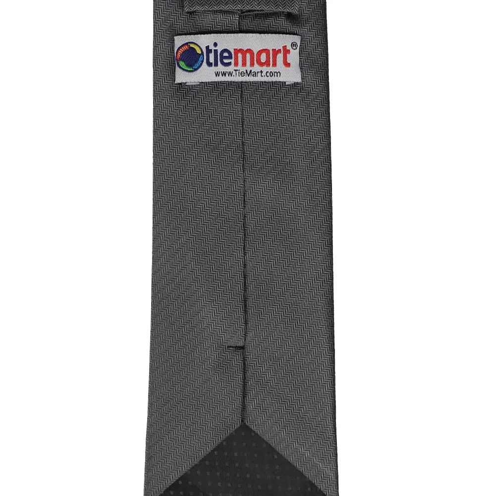 Graphite Gray Herringbone Silk Necktie