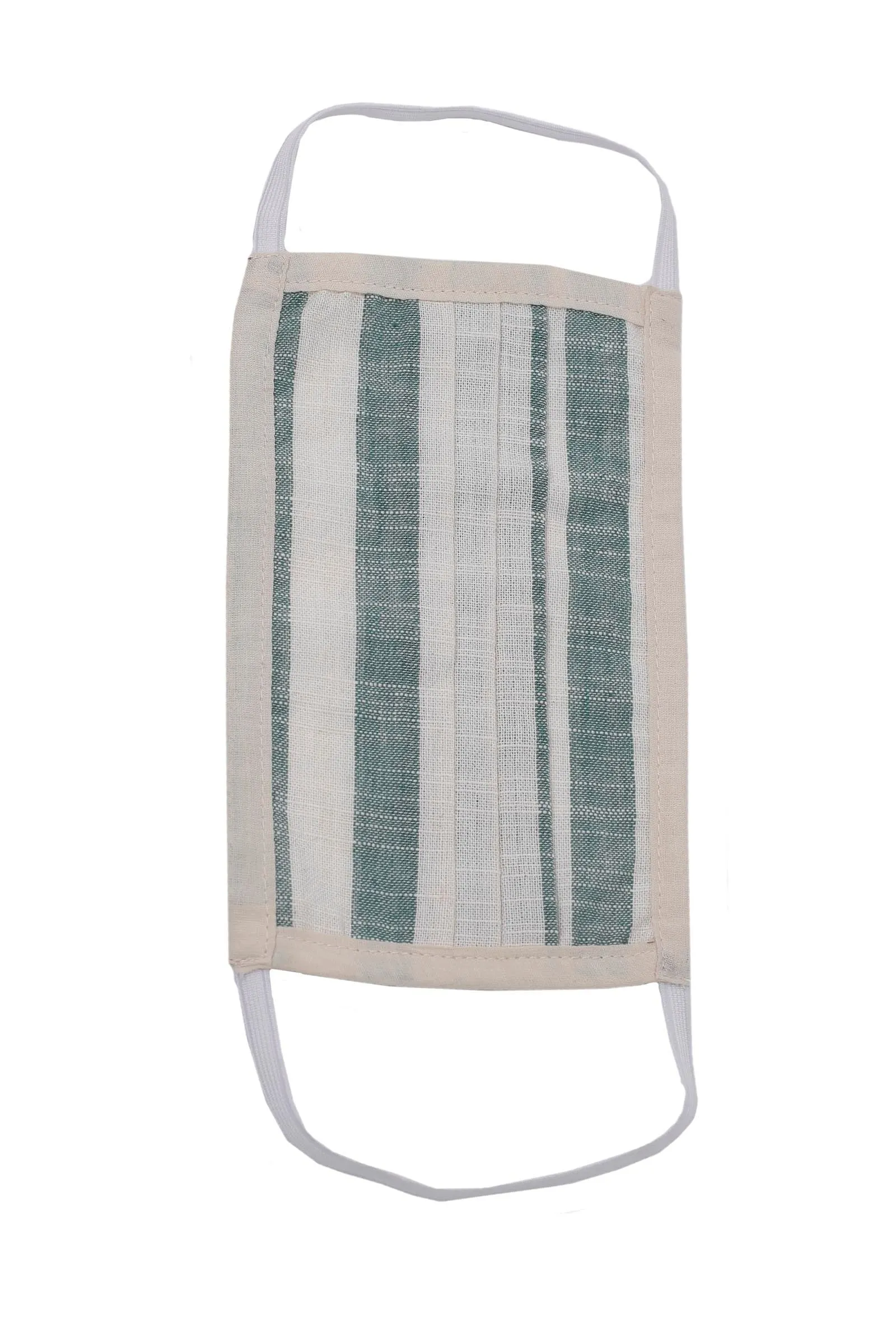 Green and White Stripes Pure Woven Cotton Kurta