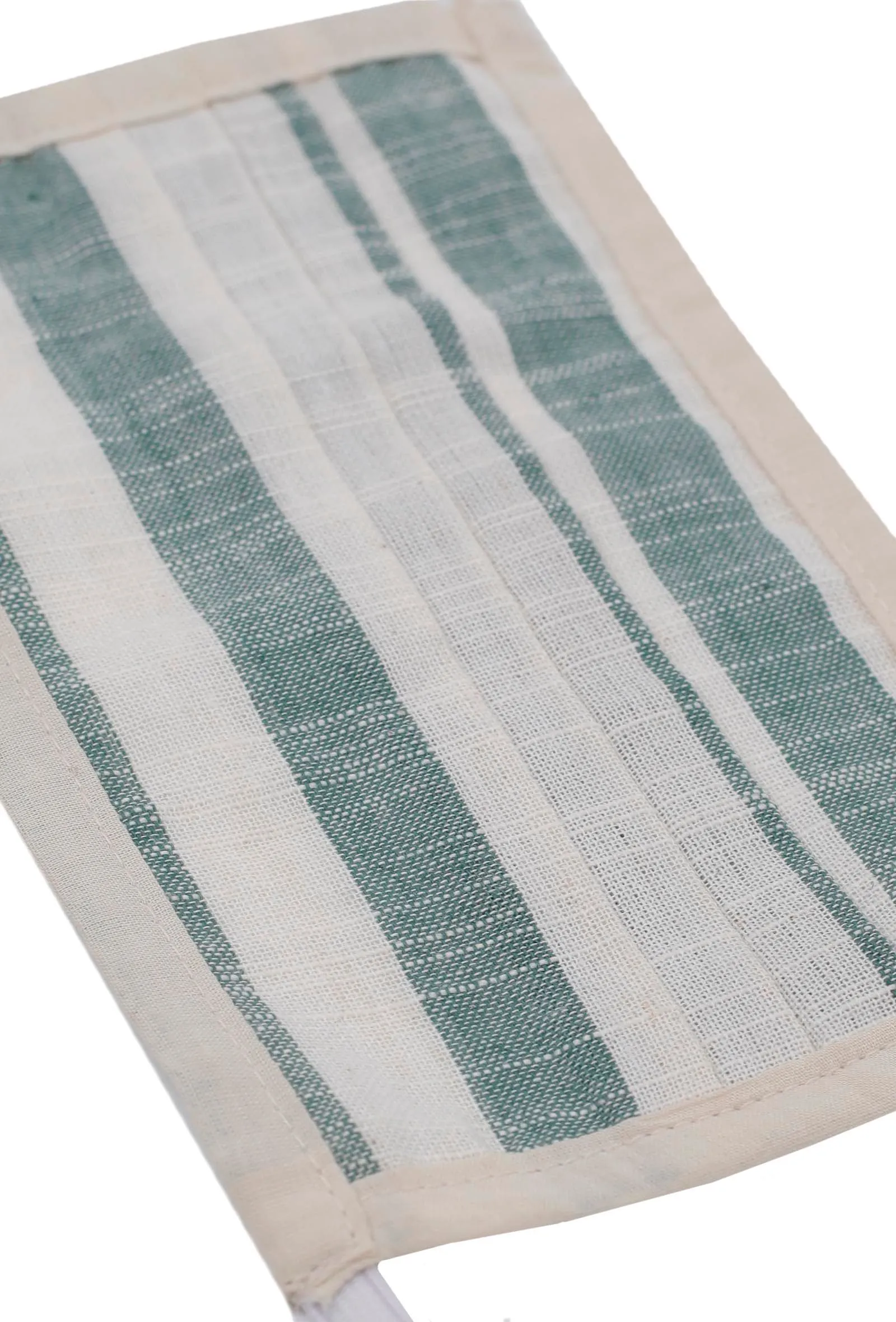 Green and White Stripes Pure Woven Cotton Kurta