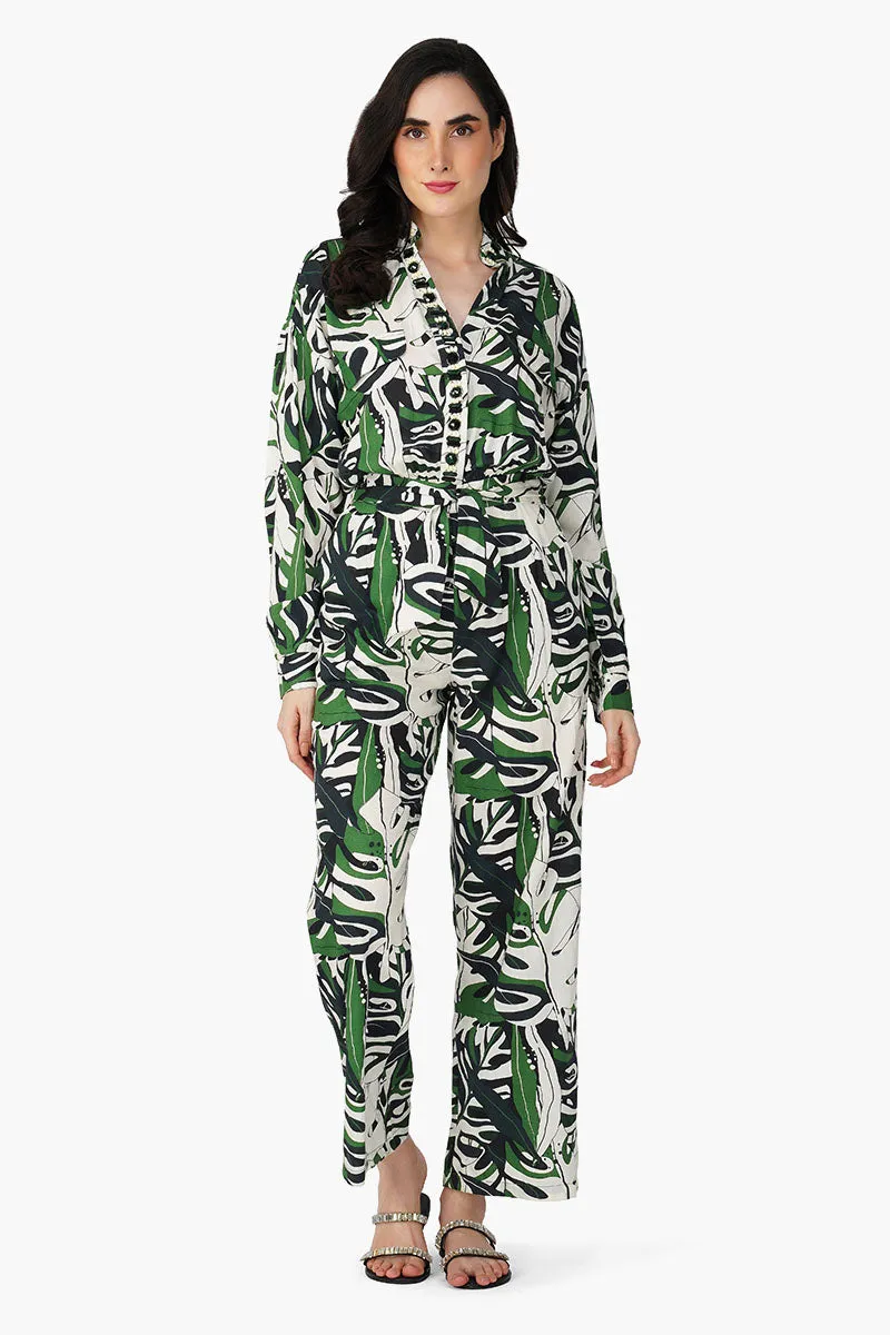 Green Birch Tropical Printed Jumpsuit