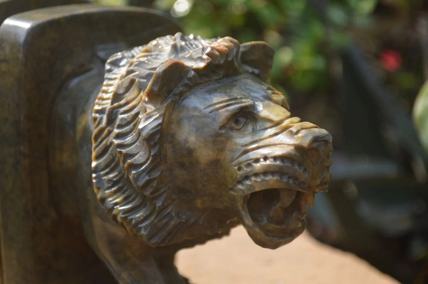 Hand Made Serpentine Lion Bookends x 2 From Zimbabwe