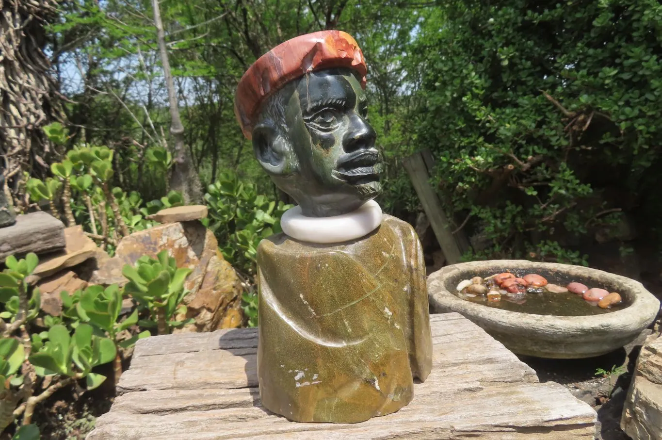 Hand Made Traditional African Bust Sculpture x 1 From Zimbabwe