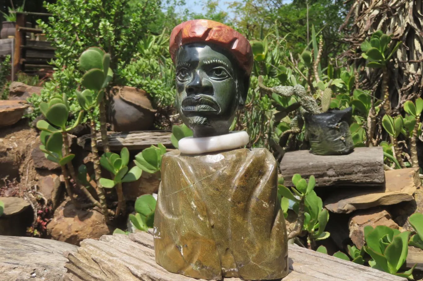 Hand Made Traditional African Bust Sculpture x 1 From Zimbabwe