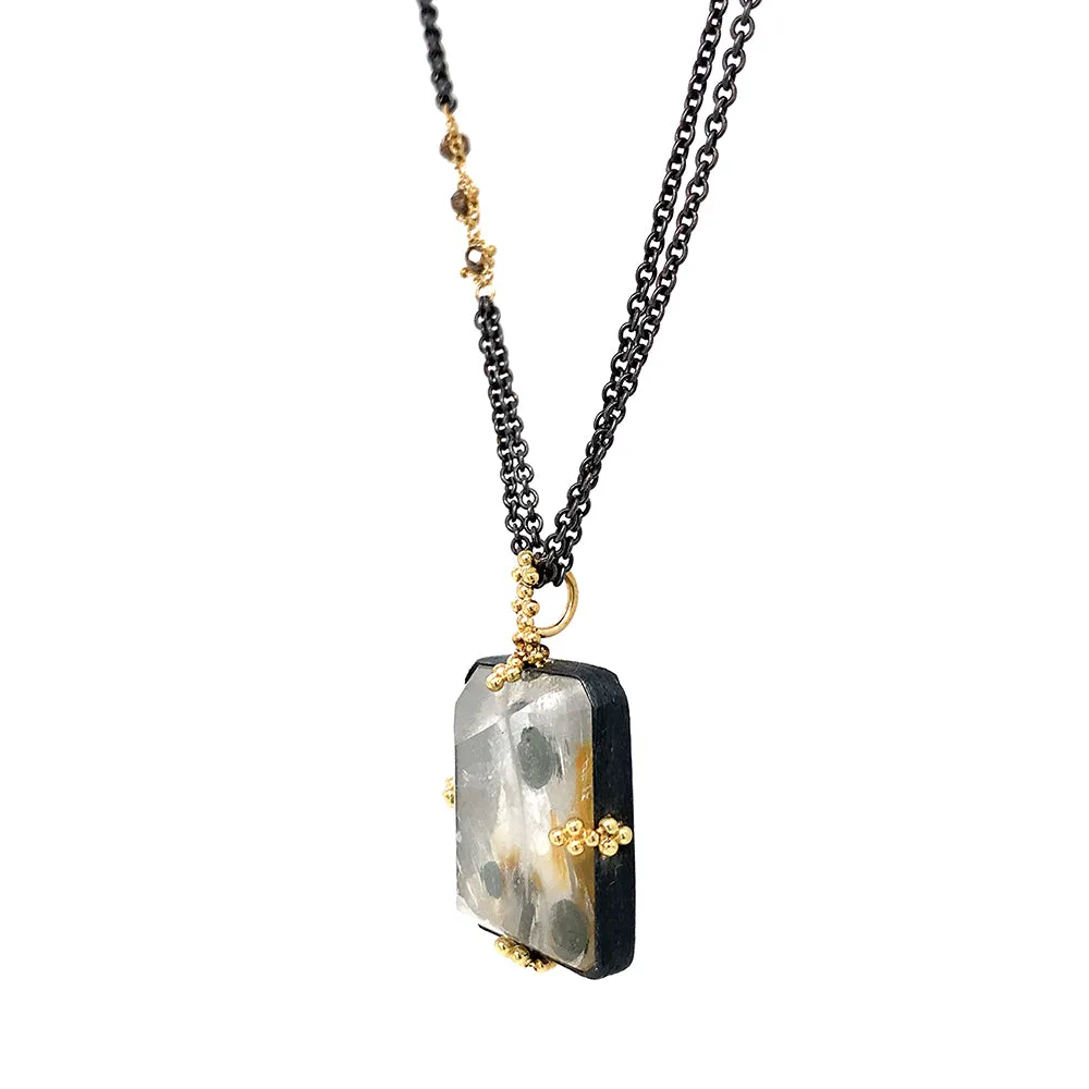 Inverted Quartz & Pyrite Necklace - "Glacier"