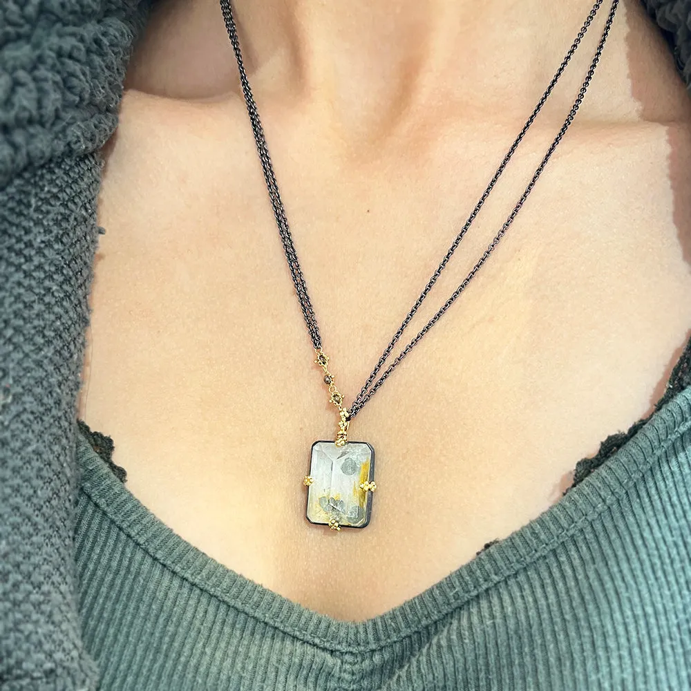 Inverted Quartz & Pyrite Necklace - "Glacier"