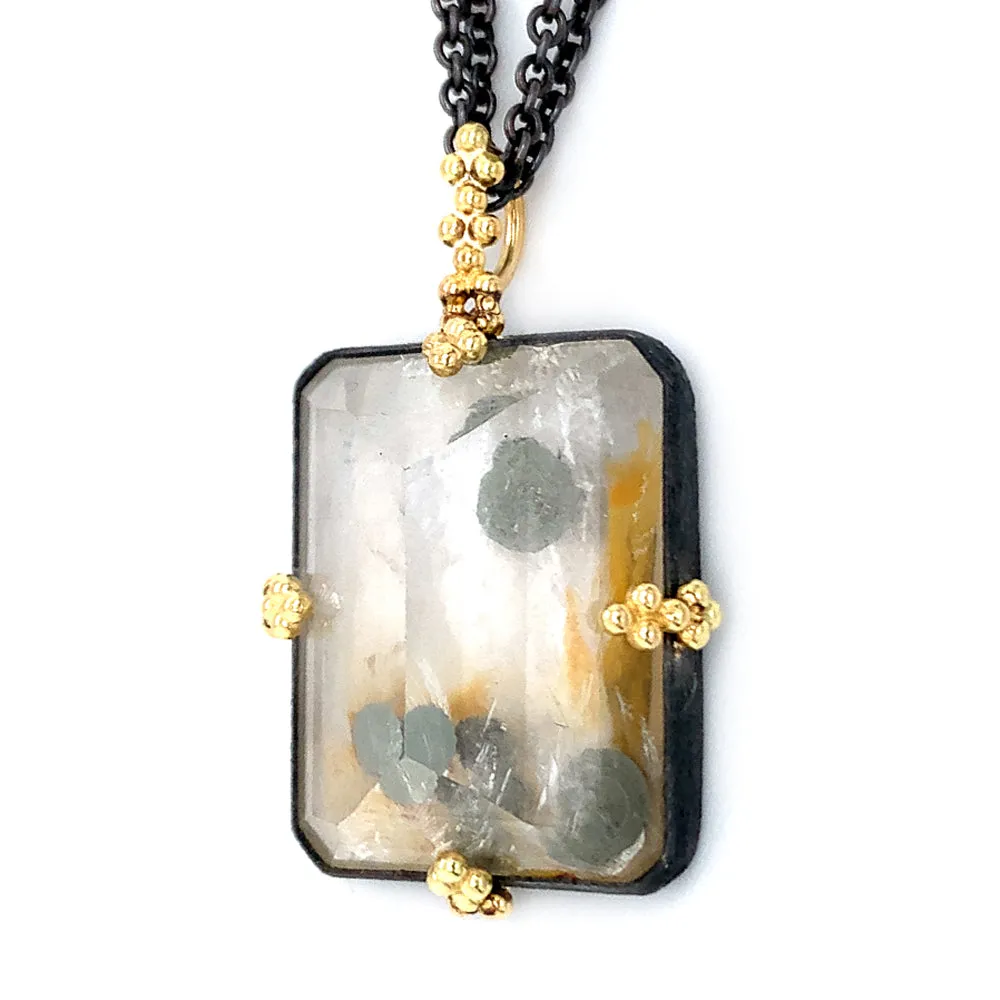 Inverted Quartz & Pyrite Necklace - "Glacier"