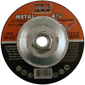 K-T Industries 4-1/2" X 1/4" X 5/8-11" Metal Grinding Wheel