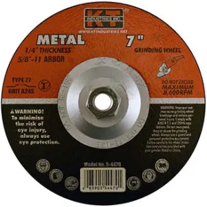 K-T Industries 7" X 1/4" X 5/8-11" Metal Grinding Wheel